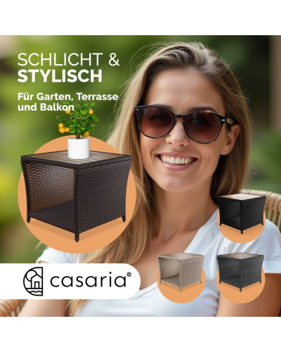 Beistelltisch Rattan Akazie Massivholz Schwarz